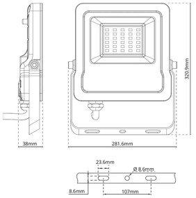 Faro proiettore LED RGB 100W IP65 con Telecomando - Bianco Colore RGB