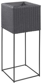 Letti Rialzati da Giardino 3 pz in Polyrattan Nero