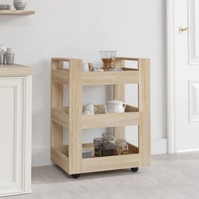 Carrello Da Cucina Rovere Sonoma 60x45x80 Cm Legno Multistrato /