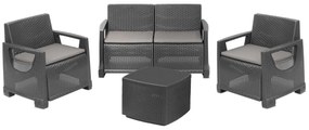 Salotto da giardino per 4 persone antracite ARONA con cuscini in poliestere grigio