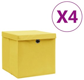 Contenitori Con Coperchi 4 Pz 28x28x28 Cm Giallo /