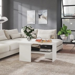 Tavolino Da Salotto Bianco 90x60x46,5 Cm İn Truciolato /