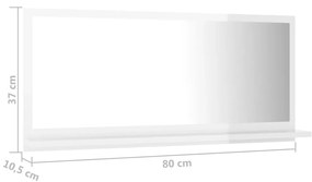 Specchio da Bagno Bianco Lucido 80x10,5x37 cm Legno Multistrato