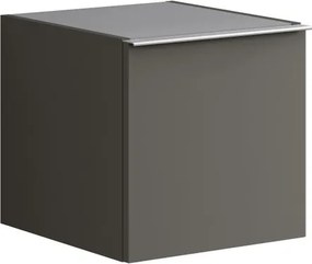 Base laterale Pixel con anta Plain laccato opaco grigio carbone e maniglia alluminio brillante L.40 H.40 P.45,5 cm.