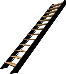 Scala dritta Spectra BURGER, con corrimano, struttura in legno nero, gradini in legno faggio, colore rovere