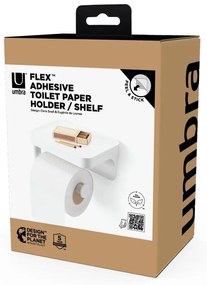 Porta carta igienica bianco autoportante in plastica riciclata Flex Adhesive - Umbra