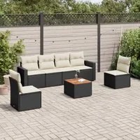 Set Divani da Giardino con Cuscini 7pz Nero Polyrattan 3256399