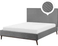 Letto matrimoniale Tessuto grigio 140 cm 6 Struttura imbottita a nido d'ape trapuntato