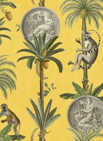 Coordonne Carta da parati Lemurs - Mustard
