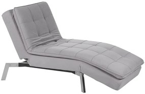 Chaise longue regolabile in velluto grigio chiaro LOIRET Beliani
