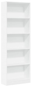 Libreria bianca 60x24x176 cm in legno multistrato