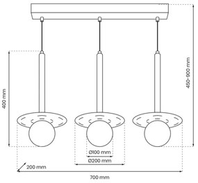 Lampadario a sospensione con filo FUTURA 3xG9/7W/230V nero