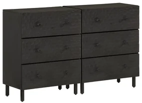 Credenze 2 Pz Nero 60x33x75 Cm İn Legno Massello Di Mango /