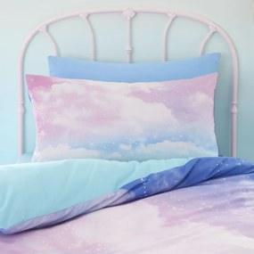 Set copripiumino e federa da bambini blu e rosa per letto singolo 135x200 cm Ombre Rainbow Clouds – Catherine Lansfield