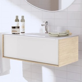 Mobile sottolavabo e lavabo Neo rovere naturale L 90 x H 32 x P 48 cm 1 vasca