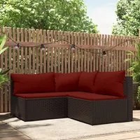 Set Mobili da Giardino 3 pz con Cuscini in Polyrattan Marrone 319812