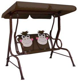 Dondolo a Panchina per Bambini Marrone 115x75x110 cm in Tessuto