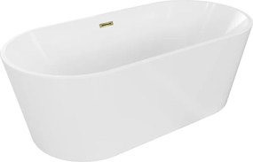 Mexen Luna vasca da bagno indipendente 140 x 75 cm, bianca, troppopieno dorato - 52031407500-50