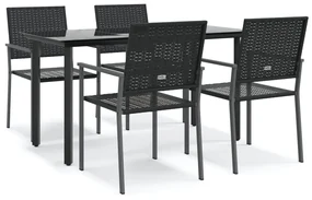 Set da pranzo da giardino 5 pz in polyrattan e acciaio