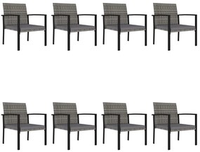 Set da Pranzo da Giardino 9 pz in Polyrattan Grigio