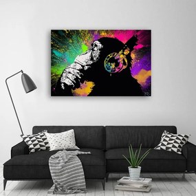 Quadro su tela, Monkey colorata di Banksy  Dimensioni 90x60