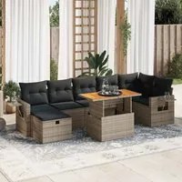 Set Divano Giardino 5 pz con Cuscini Grigio Polyrattan Acacia 3328040