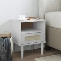 Comodino SENJA Bianco 40x35x48 cm in Legno Massello di Pino 358011