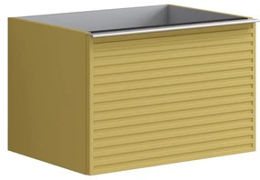 Mobile da bagno sotto lavabo Pixel stripes giallo laccato opaco L 60 x H 40 x P 45.5 cm 2 cassetti, lavabo non incluso
