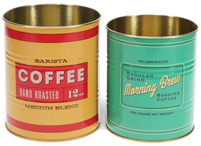 Scatole in set decorative in stagno 2 pz ø 11x13 cm Vintage Coffee – Rex London