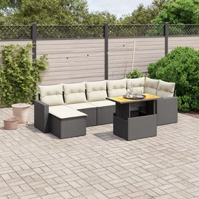 Set Divani da Giardino con Cuscini 8 pz Nero in Polyrattan