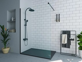 Porta per doccia walk-in 140 x 200 cm Nero opaco Stile industriale - DAREN