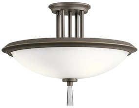 Lampadario Contemporaneo Dreyfus Acciaio Bronzo Antico Vetro 3 Luci E27