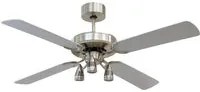 Ventilatore a Soffitto Moderno con 3 Luci a Faretto Lampadario 4 Pale 132 cm