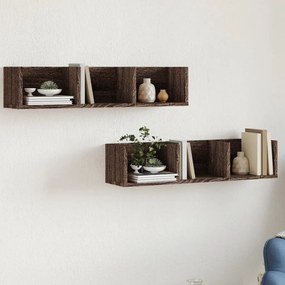 Mobili Parete 2pz Rovere Marrone 75x18x16,5cm Legno Multistrato /