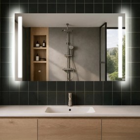 Rettangolare specchio bagno con luce LED L02 specchio retroilluminato da trucco con Specchio cosmetico, Tappetino riscaldante
