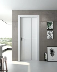 Porta interna pieghevole a libro asimmetrica Lione in legno colore bianco, L 80 x H 210 cm, apertura a destra