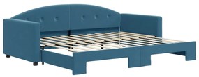 Divano letto con letto estraibile blu 90x200 cm in velluto