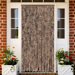 Tenda Antimosche Beige E Marrone Scuro 100x230 Cm İn Ciniglia /