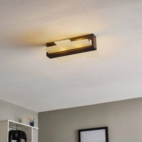 SOLLUX LIGHTING Plafoniera Shifted 2, vetro e legno wengé