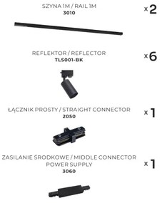 Zuma Line 3021 - Faretto per sistema a binario TUBE 6xGU10/35W/230V nero