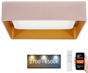 Brilagi-LED Plafoniera dimmerabile VELVET SQUARE LED/36W/230V Wi-Fi Tuya + telecomando rosa