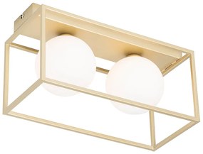 Plafoniera di design oro con vetro bianco 2 luci - Aniek