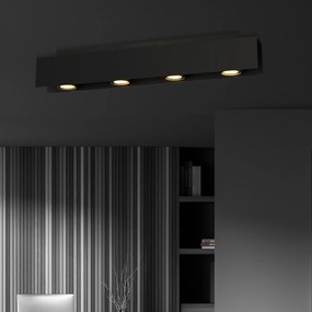 Plafoniera Moderna 4 Luci Cassiopea In Acciaio Nero