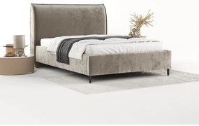 Letto matrimoniale imbottito beige con spazio contenitivo e rete 180x200 cm Shell - Maison de Rêve
