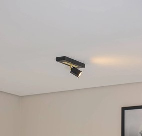Luminex Faretto da soffitto Rodez, nero/oro, lunghezza 30 cm, acciaio