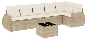 Set divani da giardino 7 pz con cuscini beige in polyrattan