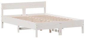 Giroletto con testiera bianco 140x190 cm in legno massello pino