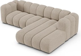 Divano angolare beige (con penisola a destra/con chaise lounge) con rivestimento in ciniglia Lupine – Micadoni