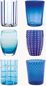 Set di 6 bicchieri in vetro soffiato con strutture diverse Melting Pot