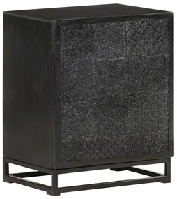 Comodino Nero 40x30x50 Cm İn Legno Massello Di Acacia E Mango /